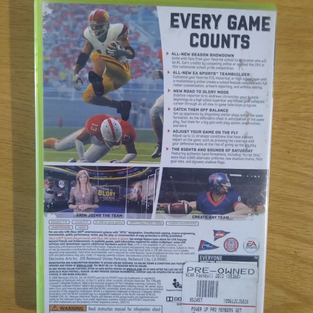 XBOX 360 EA Sports NCAA Football 10 Game